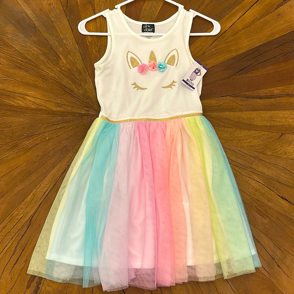 Pink violet unicorn tulle dress